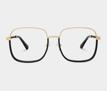 Carregar imagem no visualizador da galeria, Óculos Quadrado Dourado Bem Grande Metade Preto Metal