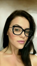 Carregar imagem no visualizador da galeria, Oculos De Grau Quadrado Preto Feminino Haste Dourada