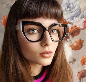 Oculos Preto e Branco Geométrica Haste Grossa Lindo para grau