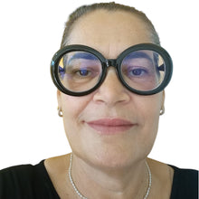 Carregar imagem no visualizador da galeria, Oculos de grau Redondo Preto Grande Ovalado Classudo