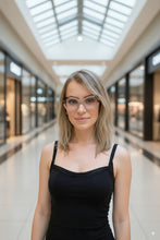 Carregar imagem no visualizador da galeria, Oculos Nude Feminino Quadrado Acetato Haste Metal Modelo Lisboa