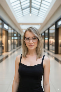 Oculos Nude Feminino Quadrado Acetato Haste Metal Modelo Lisboa