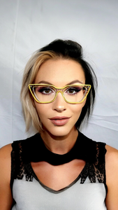 Armacao Gatinha Exclusiva Transparente com detalhe Amarelo