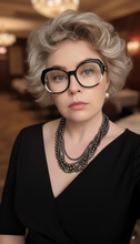 Carregar imagem no visualizador da galeria, Armação Preta e Branca Arredondada Grande Luxo Catar