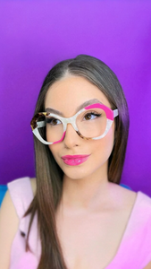 Oculos De Grau Branco Geometrico Madrepérola Grande