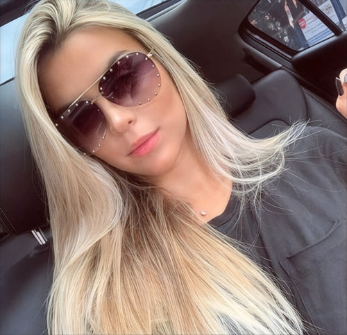 Oculos de sol Aviador Detalhes Dourado Grande Clássico