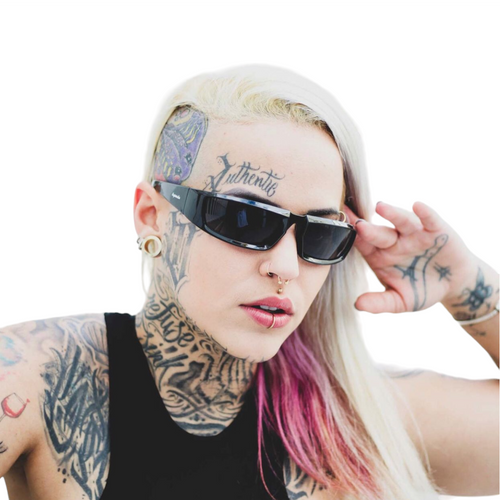 Óculos De Sol Futurista Curvado Preto Lolapallooza Trap