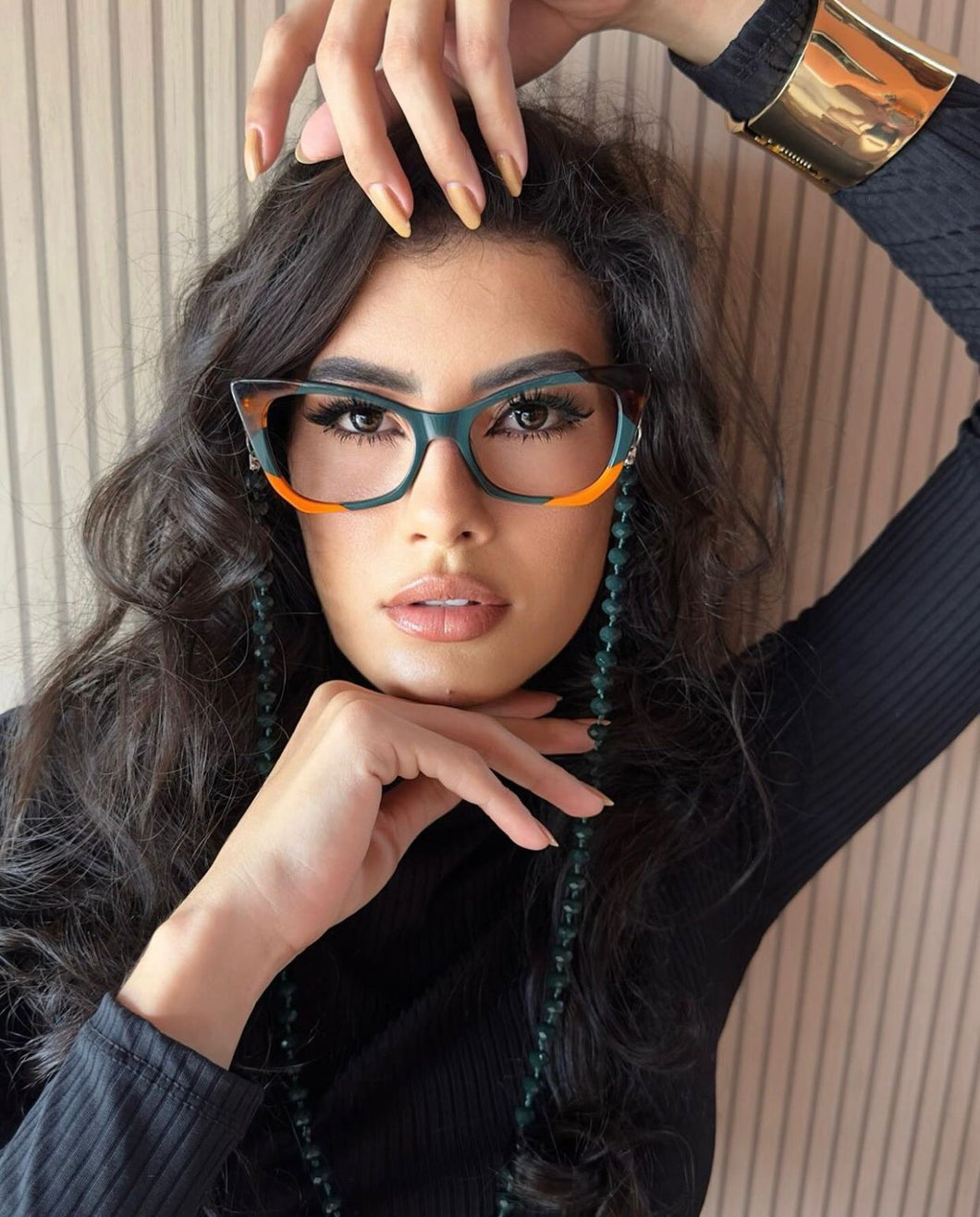 Armação De Grau Gatinha Verde e Marrom Modelo Clare