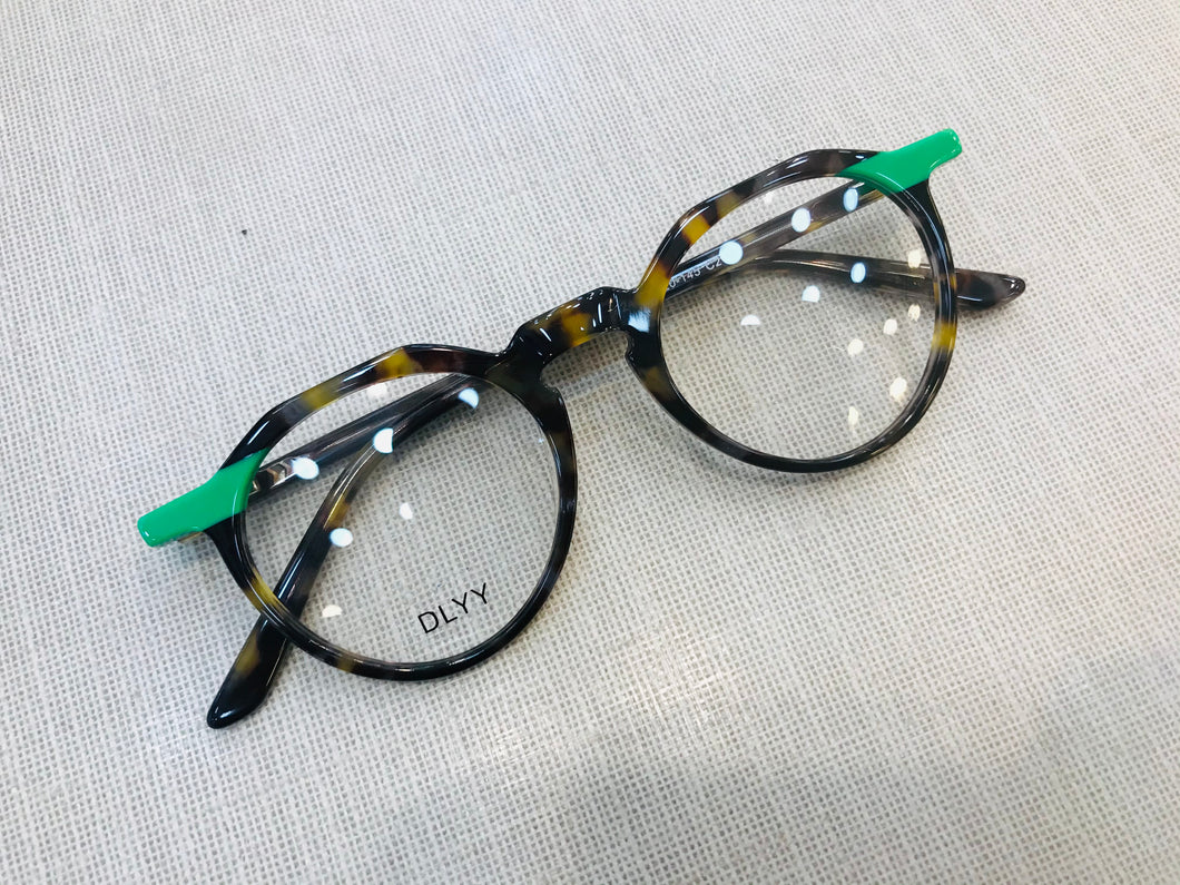 Oculos De Grau Redondo Pequeno Detalhe Verde Unissex