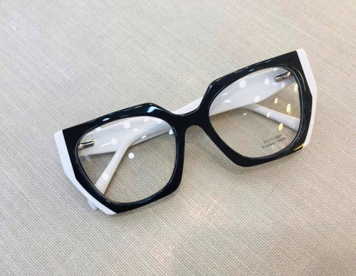 Oculos Preto e Branco Geométrica Haste Grossa Lindo para grau