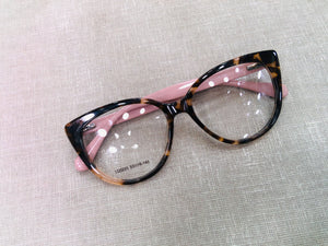 Oculos de grau tartaruga com hastes rosa Gatinho Acetato