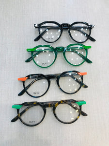 Oculos De Grau Redondo Pequeno Detalhe Verde Unissex