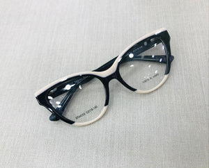 Oculos de grau Gatinho Preto e Creme Luxo