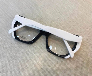 Oculos Preto e Branco Geométrica Haste Grossa Lindo para grau