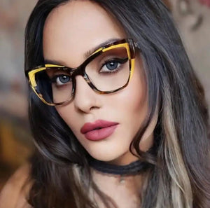 Óculos Feminino Oncinha Detalhe Amarelo mod Zohoo Feline