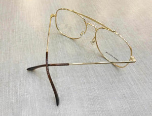 Oculos de Grau Quadrado Aviador Dourado Grande