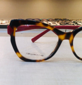 Oculos de grau  Tartaruga Haste vermelha Arredondado Luxo