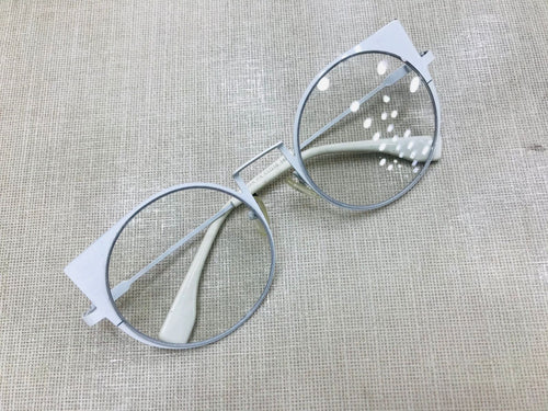 Oculos redondo Branco Feminino Clássico Grande Gatinho