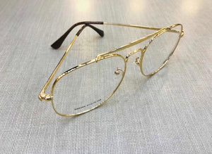Oculos de Grau Quadrado Aviador Dourado Grande