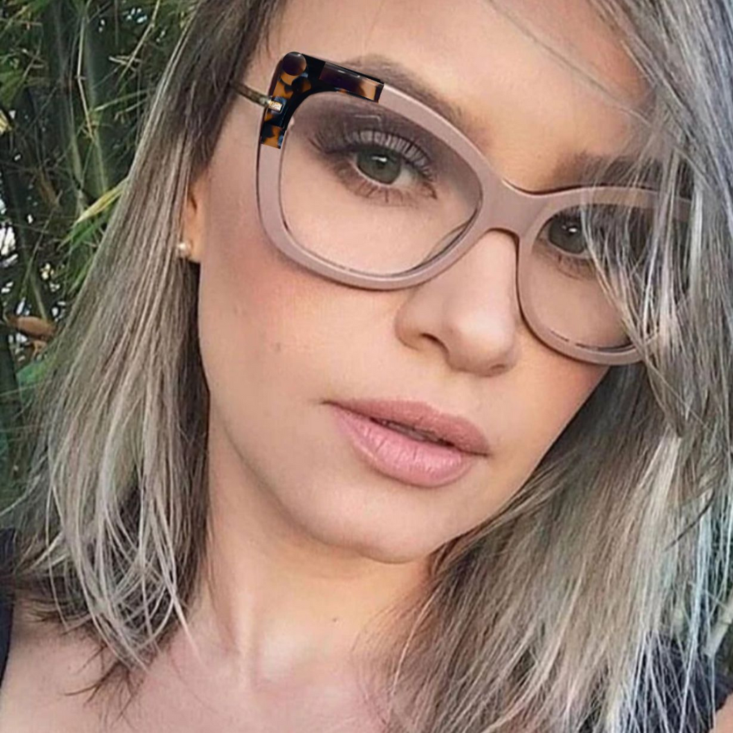 Oculos Nude Feminino Quadrado Acetato Haste Metal Modelo Lisboa