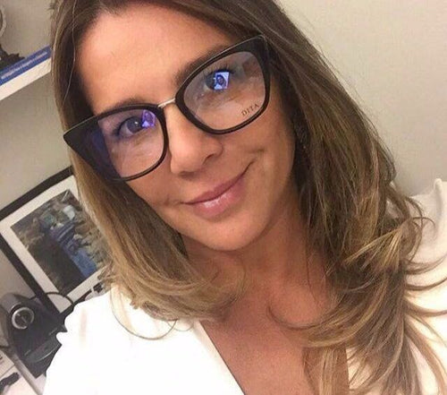Armação Preta Em Acetato Gatinha Estilizada verde por dentro