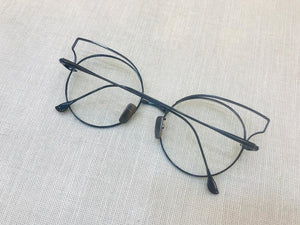 Óculos De Grau Grande Gatinho Metal Preto