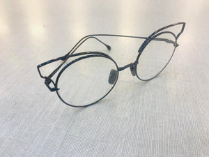 Óculos De Grau Grande Gatinho Metal Preto