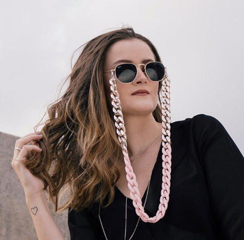 Correntinha Para Óculos Rosa Moda -CSOCORRA1