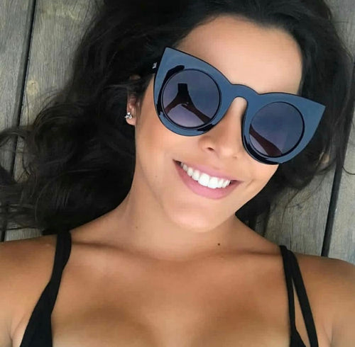 Óculos De Sol Gatinho Preto Feminino Clássico Grande
