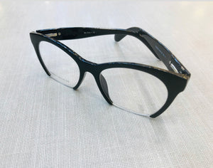Armação Para Óculos de Grau Preto Vazado Design Italiano