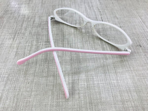 Oculos de grau Leitura Pequeno Rosa e Branco Oval Gatinho