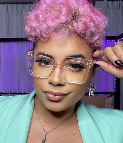 Armação de grau transparente oculos Dourado Champanhe tendencia quadrado tamanho grande