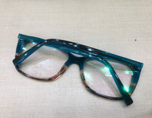 Carregar imagem no visualizador da galeria, Oculos de grau gatinho quadrado Petróleo mesclado rajado - OFGGATAL14