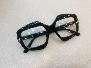 Oculos Moderno Preto Grande Geométrico