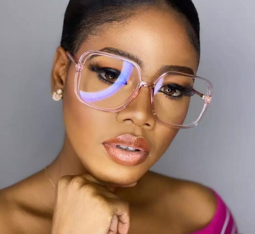 Armacao Para Grau Rosa Transparente Quadrada Bem Grande