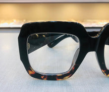 Carregar imagem no visualizador da galeria, Oculos Quadradao Haste Grossa Grande Preto Metade onça