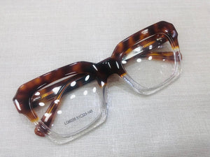 Oculos De Grau Quadrado Transparente Metade Tartaruga em Acetato