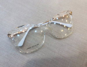 Oculos armação de grau feminino transparente haste dourada Cristal