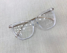 Carregar imagem no visualizador da galeria, Oculos de grau feminino transparente grande haste dourada - OFGGATTE7