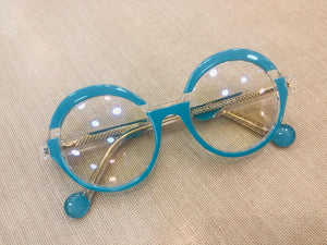 Oculos de Grau Redondo Azul Exótico Grande único