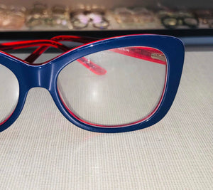 Oculos de grau Azul Marinho com Vermelho Gatinho