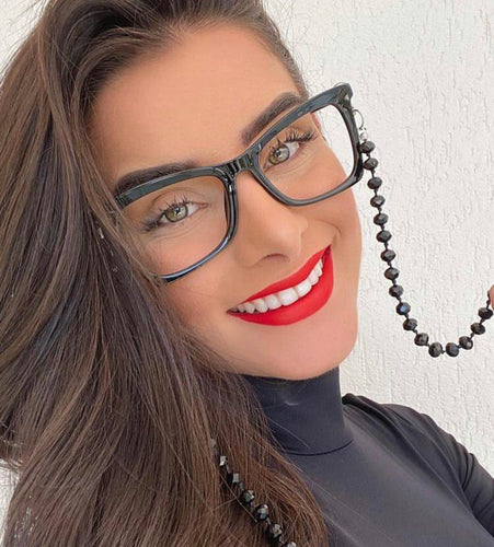 Oculos feminino Preto Tamanho Medio Quadrado para Grau