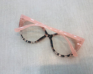 Óculos Armação De Grau Gatinha Rosa Claro Glamour