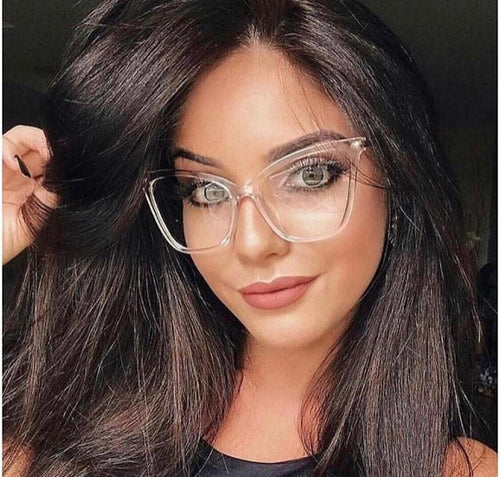 Oculos de grau feminino transparente grande haste dourada - OFGGATTE7