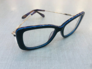 Oculos Luxo quadrado preto grande haste dupla dourada - OFGQUAPO11
