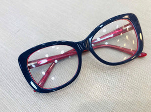 Oculos de grau Azul Marinho com Vermelho Gatinho