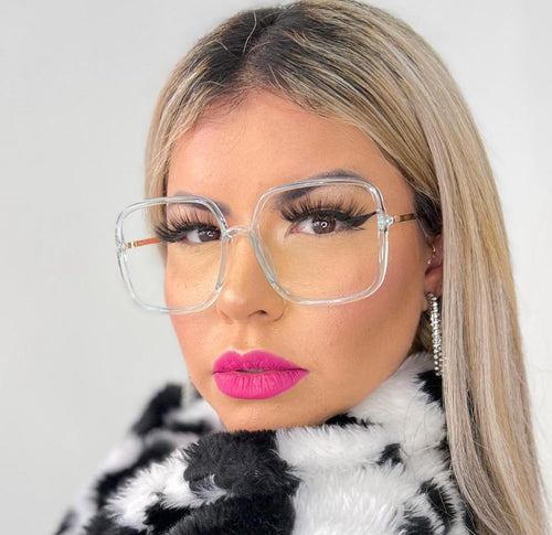 Armação Feminina Transparente Bem Grande Quadrada Luxo