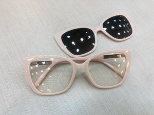Oculos Clip-pon Creme Gatinho Haste Dourada