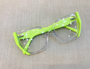 Oculos de Grau Transparente Verde Limao Geometrico