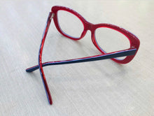 Carregar imagem no visualizador da galeria, Oculos de grau Azul Marinho com Vermelho Gatinho